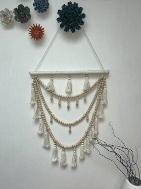 Boho wall decor length total length 41” bar width 20”